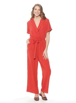 Enterito Manga Corta Escote V con Cuello y Lazo