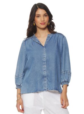 Blusa Manga Larga Lyocell Abotonada en Delantero