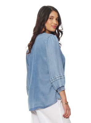 Imagen 2 del producto Blusa Manga Larga Lyocell Abotonada en Delantero