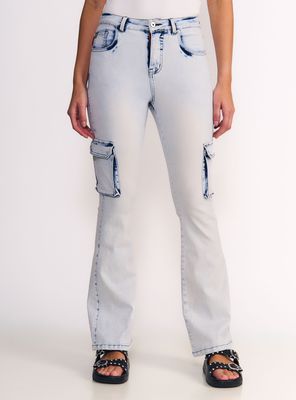 Jeans Polly Cargo Tiro Ultra Alto Light