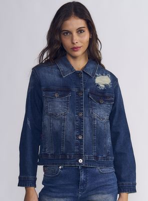 Chaqueta Denim Med Emboss Destroyed