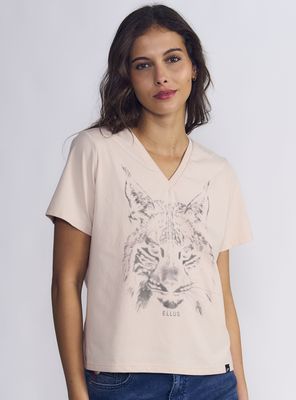 Polera Manga Corta Box Fit V Neck Tigre