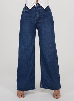 Jeans Wide Leg con Tiro Alto
