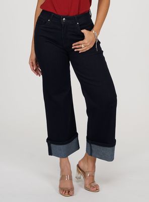 Jeans Wide Leg de Tiro Alto Cierre Metálico