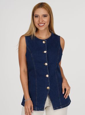Blusa Denim Cuello Redondo