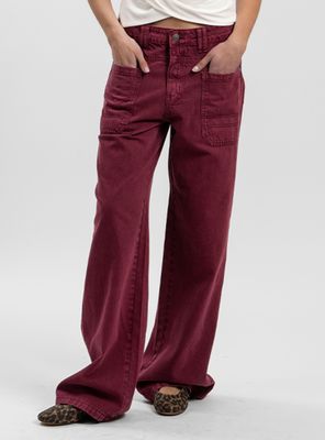 Jeans Wide Leg Tiro Alto Tali Burdeo