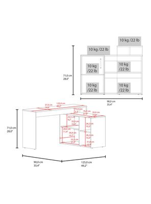 Imagen 2 del producto Escritorio en L 1 Puerta 71x125x90 cm Eco Wengue