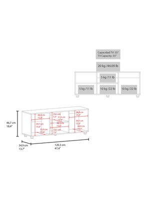 Imagen 2 del producto Rack TV 50' Adel 120.3x34.9x46.7 cm Capri y Wengue
