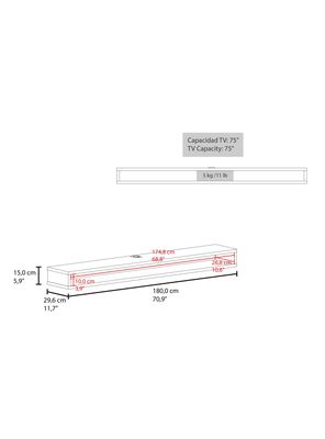 Imagen 2 del producto Panel TV 75' Luft 180x15x29.6 cm Wengue