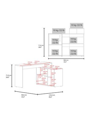 Imagen 2 del producto Escritorio en L Axis Eco 1 Puerta 71x125x90 cm Blanco