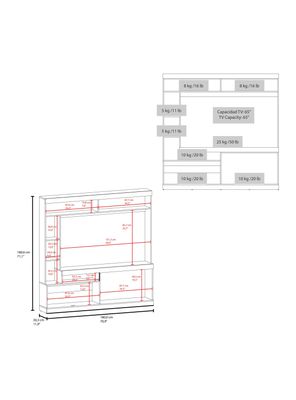 Imagen 2 del producto Estante TV 65' Dante 180.6x180x30.3 cm Bardolino y Blanco
