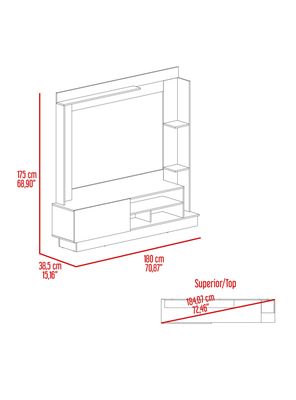 Imagen 2 del producto Estante TV 70' Doha 175x180x38.5 cm Taupe y Fresno