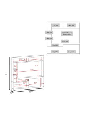 Imagen 2 del producto Estante TV 65' Dante 180.6x180x30.3 cm Fresno y Wengue