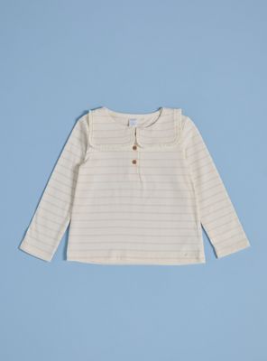 Polera Líneas Rosadas con Cuello Bobo