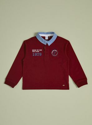 Polera Cuello Camisero Denim con Parche en Pecho