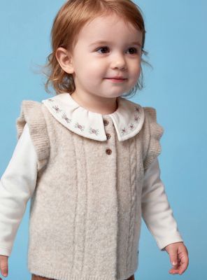 Chaleco Acanalado con Vuelitos en Hombros