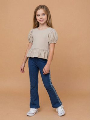 Imagen 1 del producto Calza Flare Look Denim con Estampados Laterales
