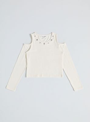 Polera Cutout Hombros con Ojetillos en Cuello