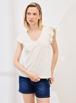 Polera con Textura y Manga Tipo Vuelo