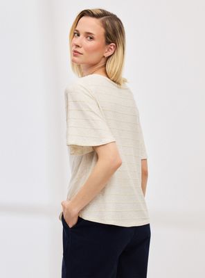 Imagen 2 del producto Polera Listada con Hilo Metalizado y Manga Fluida