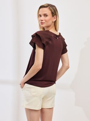 Imagen 2 del producto Polera con Detalles de Tela Rígida y Doble Manga