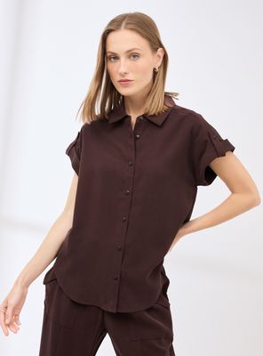 Blusa Camisera Escote V Fluida