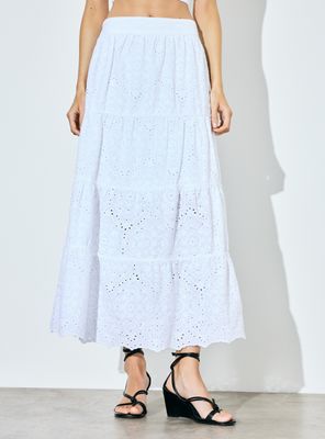 Falda Broderie Larga con Cortes