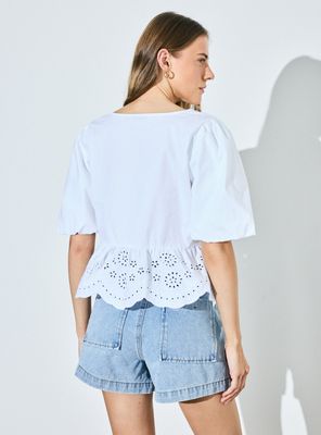 Imagen 2 del producto Blusa Broderie con Manga Abullonada