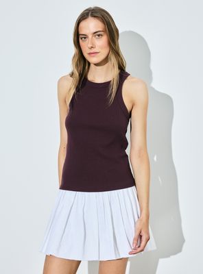 Polera Acanalada sin Mangas Escote Redondo