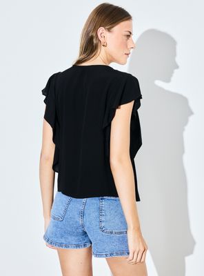 Imagen 2 del producto Blusa Fluida Escote V y Mangas Volantes