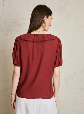 Imagen 2 del producto Blusa Vuelo en Escote y Manga Aglobada