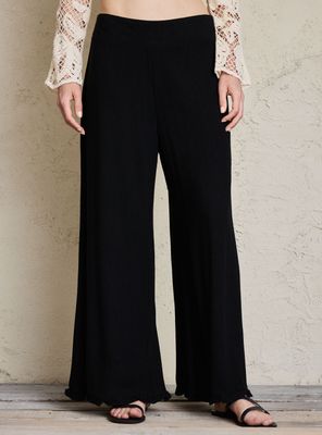 Pantalón Fluido Condetalle de Vuelo y Cintura Elasticada