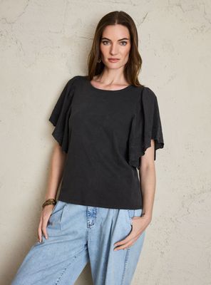 Polera con Proceso de Teñido y Mangas Bordadas