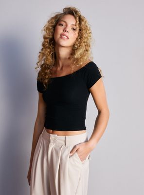 Polera Manga Corta Cuello Bardot