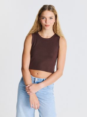 Polera Tejida sin Mangas Color Sólido