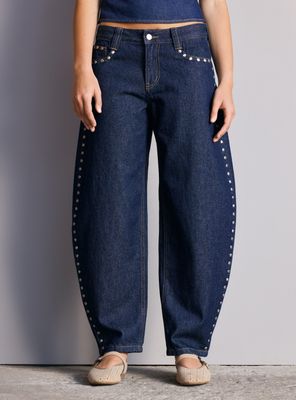 Jeans Balloon Aplicación Tachas Bolsillo y Costado