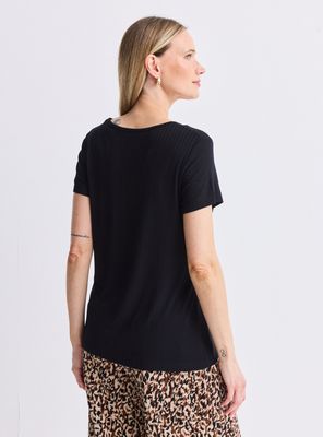 Imagen 2 del producto Polera de Rib con Escote Diseño Brillitos