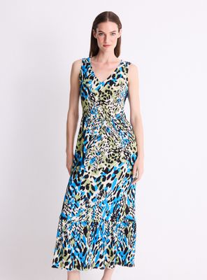 Vestido Plisado Stretch Animal Print