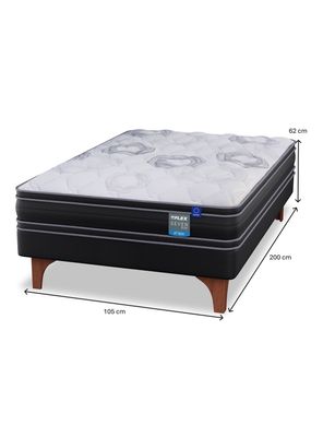 Imagen 2 del producto Cama Europea Seven Plus 1.5 Plazas Box + Respaldo Royal Negro + Velador Rover