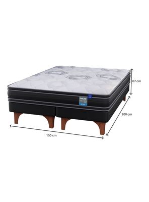 Imagen 2 del producto Cama Europea Seven Plus 2 Plazas Box Base Dividida + Respaldo Royal Negro