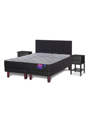 Imagen 1 del producto Cama Europea Therapedic Plus 2 Plazas Box Base Dividida + Respaldo + Velador