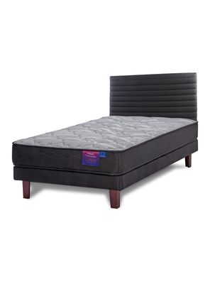 Cama Europea Therapedic Plus 1.5 Plazas Box + Respaldo Modern Grafito