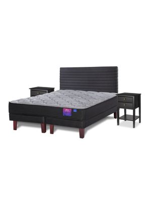 Cama Europea Therapedic Plus King + Respaldo Modern + Velador Rover