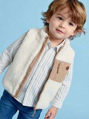 Chaqueta Polar sin Mangas Color Block