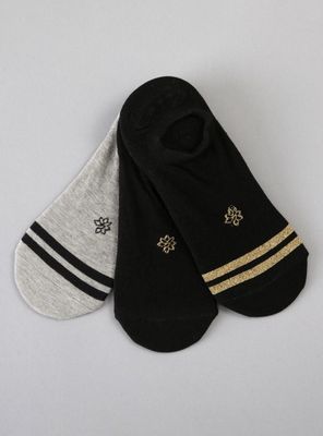 Pack 3 Calcetín Invisible Diseño Rayas y Flor