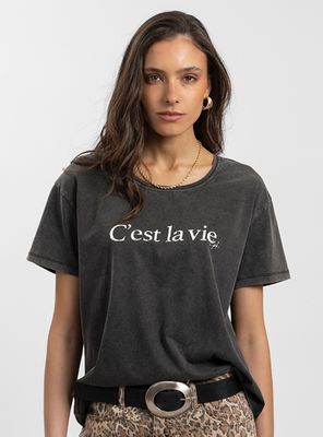 Polera Manga Corta Cest La Vie Grafito