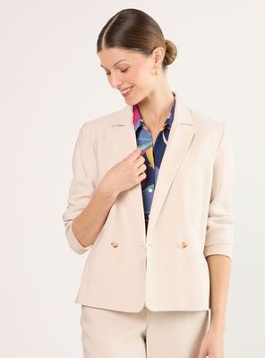 Blazer con Pespuntes Regular Decorativos en Solapa