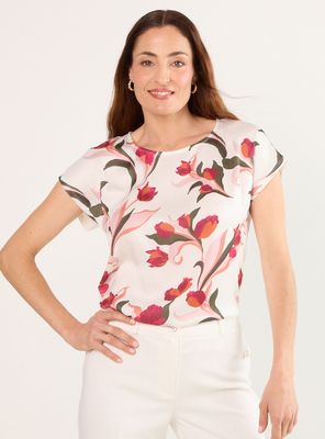 Polera Doble Tela con Estampado Floral Color