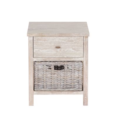 Velador Madera Mindi 1 Cajón + 1 Canasto