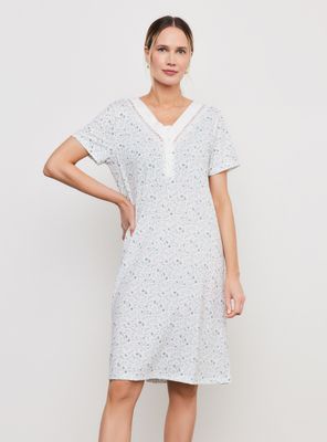 Camisa de Dormir Botones Estampado Flores